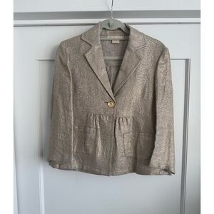Gold Linen Single Button Blazer Jacket Michael Michael Kors
